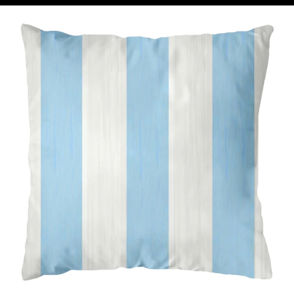 Laura Park NWT Versailles stripe blue 22 x 22 outdoor pillow .